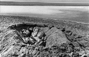 Sinai.October 1973. An Egyptian soldier killed during the Sinai battle near the Bardawil swamps.