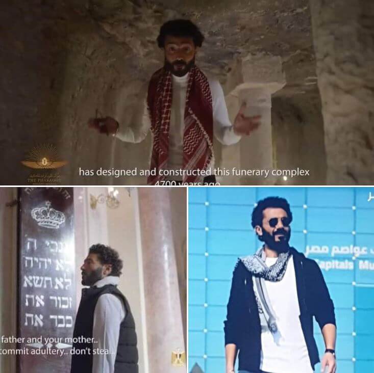 حقيقة زيارة خالد النبوي للمعبد اليهودي و هو لابس الشال الفلسطيني